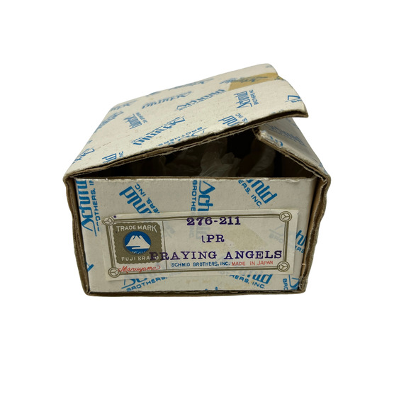 SCHMID BROS Kneeling Praying Angels 1950's Japan Christening Baby Shower Decor - Picture 10 of 15